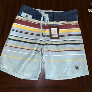 Insight Brand  Blue and Yellow Striped Board Shorts